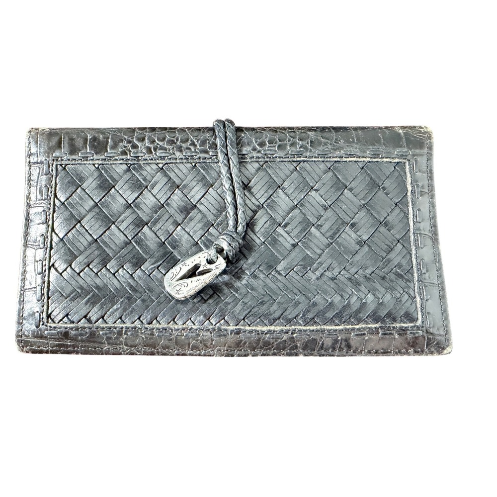 Brighton Brazilian Bree Woven Leather Wallet‎ Bifold Heart Charm